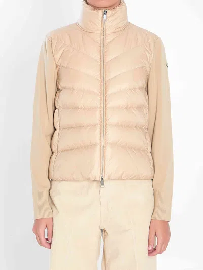 Moncler Padded Wool Cardigan In Neutral