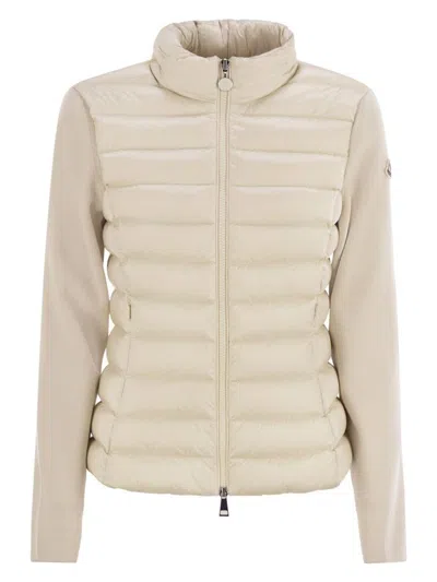 MONCLER WOMEN'S PADDED WOOL CARDIGAN WITH ZIP