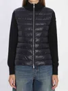 Moncler Women Padded Wool Cardigan With Zip In Black