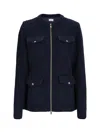 Moncler Women Padded Wool Zip-up Cardigan Navy In Blue