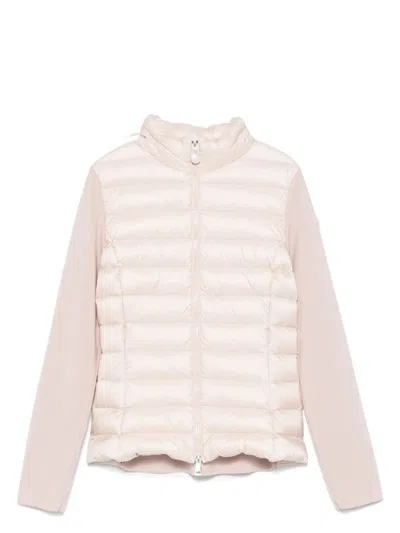 MONCLER WOMEN'S PADDED WOOL ZIP UP CARDIGAN