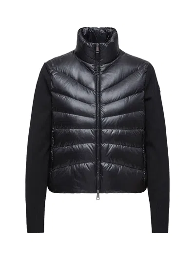 Moncler Women Padded Wool Zip-up Cardigan Black