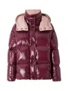 Moncler Pink Parana Hooded Short Down Jacket In Burgundy