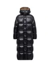 Moncler Women Parnaiba Hooded Long Down Jacket Black In Black