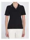 Moncler Cotton Piquet Pole With Logo Patch In Black