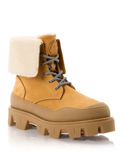 Moncler Peak Snowcap Shearling-trimmed Nubuck Ankle Boots In Multi