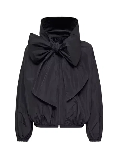 Moncler Women Pecher Taffeta Hooded Jacket D. Blue In Black