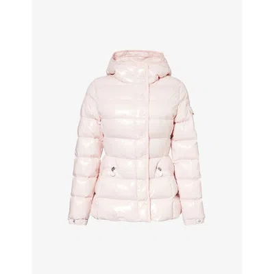 Moncler Womens Pink Barante Logo-patch High-neck Shell-down Jacket