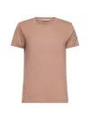 Moncler Women Pink Jersey Logo Patch T-shirt In Brown