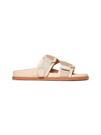 Moncler Women Pink Nappa Leather Mon Summer Sliders