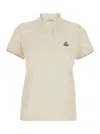 Moncler Women Cotton Polo Shirt With Iconic Patch In Neutral
