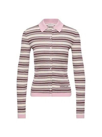 Moncler Cotton Crepe Polo Shirt Knitwear Multicolor In Pink