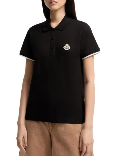 Moncler Women's Polo Shirt In Cotton Piquet In Black