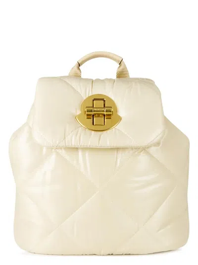 Moncler Women's Puf Foldover Top Logo Backpack In Beige