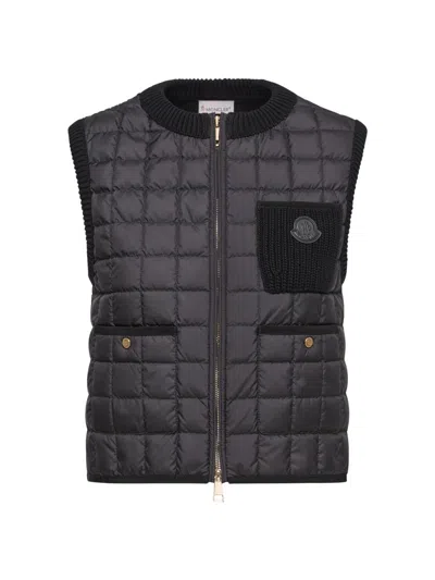 Moncler Women's Puffer Vest In Cotton In Black