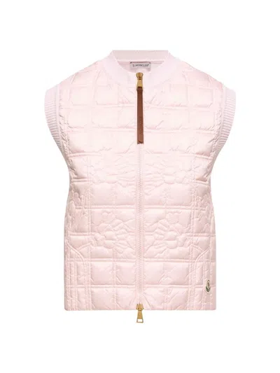 Moncler Women's Puffer Vest In Cotton In Pink