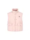 Moncler Biois Down Gilet Stand Collar Zigzag Quilted Technical Fabric In Pink