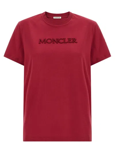 Moncler Embroidered Tonal Logo Cotton T-shirt In Multi