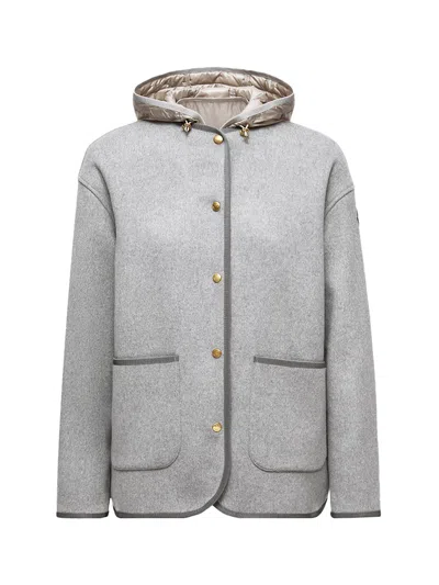 Moncler Women Reposse 3-in-1 Wool & Cashmere Short Down Jacket Grey