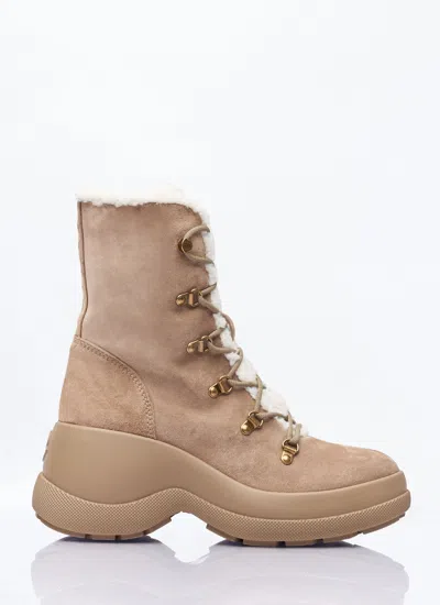 Moncler Resile Trek Ankle Boots In Beige