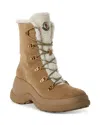 Moncler Resile Trek Sherpa-lined Suede Ankle Boots In Medium Beige