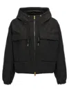 Moncler Snap Button Pockets Hooded Parka With Elasticated Cuffs In Black