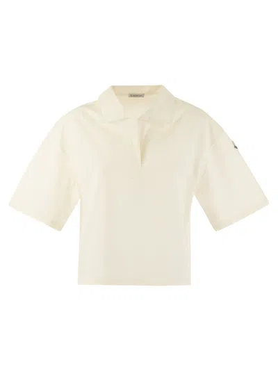 Moncler Women Short-sleeved Polo Shirt In Beige