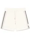 Moncler Knitted-trim Track Shorts In Neutral