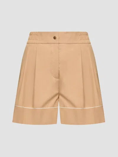 Moncler Tailored Cotton Blend Shorts Contrast Piping In Animal Print