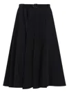 Moncler Flowing Black Maxi Skirt With Belted Waist In Black