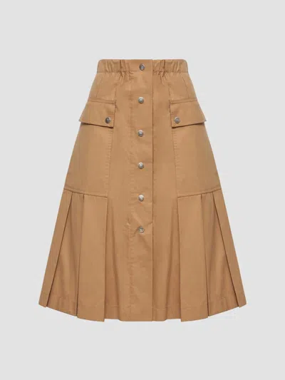 Moncler Women's Skirt In Cotton Blend In Camel Beige