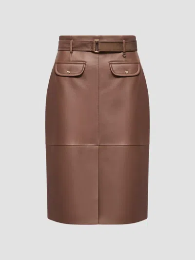 Moncler Women's Skirt In Leather In Brown
