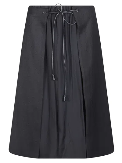 Moncler Logo-patch A-line Midi Skirt In Black