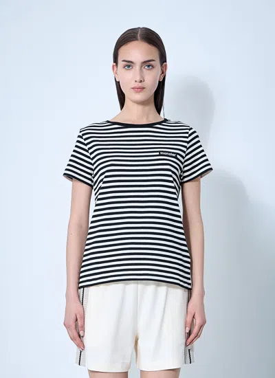 Moncler Women Striped Logo Motif T-shirt In White