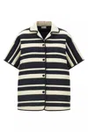 Moncler Collared Striped Shirt Short Sleeves In Multicolor