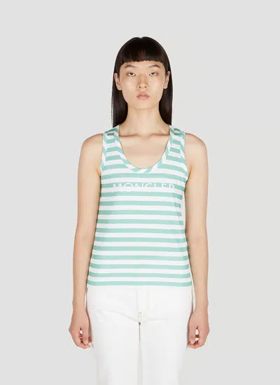 Moncler Women Striped Tank Top In Green