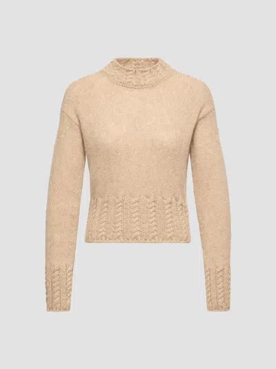 Moncler Women's Sweater In Alpaca Blend In Beige