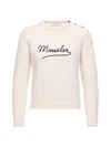 Moncler Embroidered Logo Crop Crewneck Sweater In Neutral