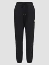 Moncler Logo Cotton Blend Fleece Sweatpants In Black