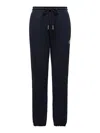 Moncler Logo Cotton Blend Fleece Sweatpants In Navy Blue
