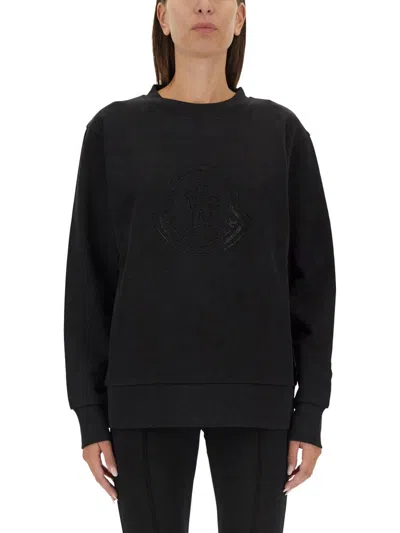 Moncler Women Sweatshirt With Logo In Black