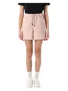 Moncler Grenoble Pink Shorts With Elastic Drawstring Elastic Waist And Logo Embroidery On The Side I In Pink