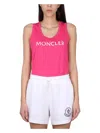 Moncler Logo-print Cotton-blend Tank Top In Fuchsia