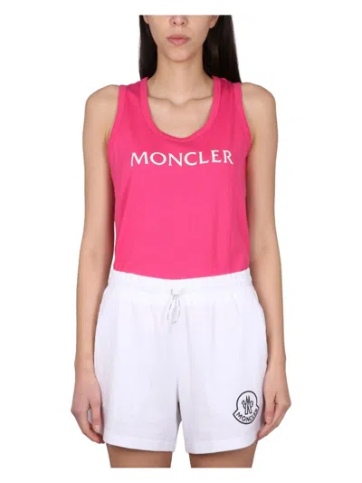 MONCLER WOMEN'S TOP WITH LOGO PRINT TOP