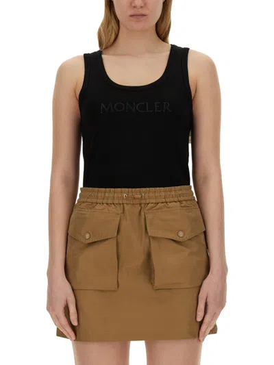 Moncler Women Tops With Logo In Black