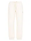 Moncler Relaxed Fit Cotton Trousers With Subtle Logo Detail In Natural