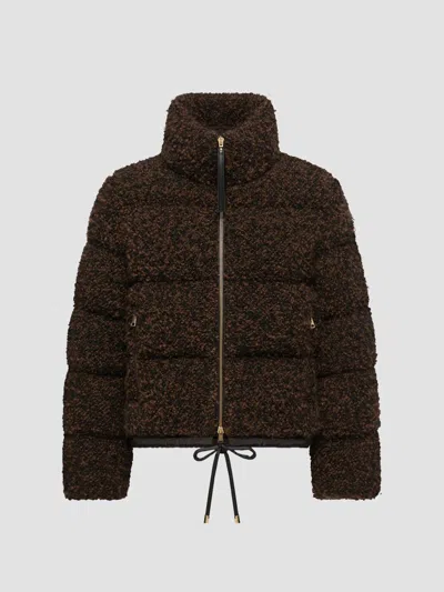 Moncler Boucle Puffer Jacket In Brown