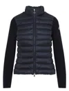 Moncler Black Wool Blend Tricot Jacket In Blue