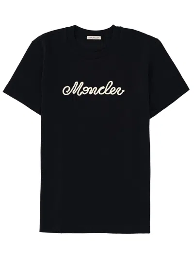 Moncler Women's T-shirt With Logo In Blue
