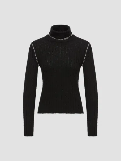 Moncler Virgin Wool Turtleneck Sweater In Black